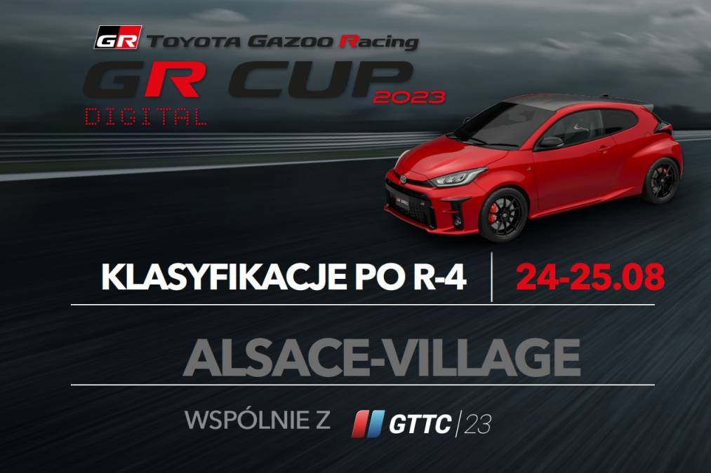 Klasyfikacje TOYOTA GR CUP DIGITAL 2023 po 4. rundzie na Alsace-Village